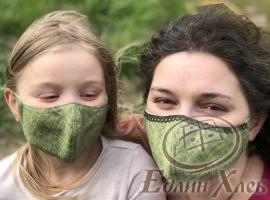 Комплект масок из натурального льна мама + сын/дочка, цвет светло-зеленый