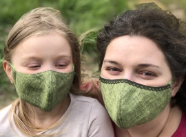 Комплект масок из натурального льна мама + сын/дочка, цвет светло-зеленый