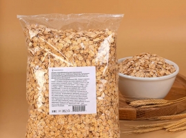 Хлопья из однозернянки — пакет 500 г с миской хлопьев